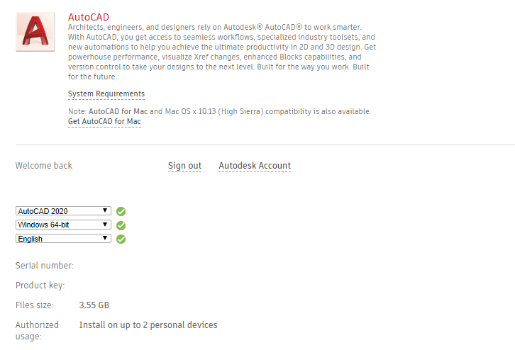 autocad for mac sierra download